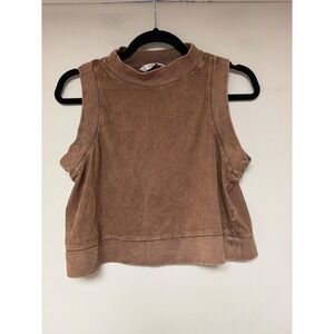 RAE MODE Brown Ribbed Mock Neck Crop Tank Top Style T9906 Size S